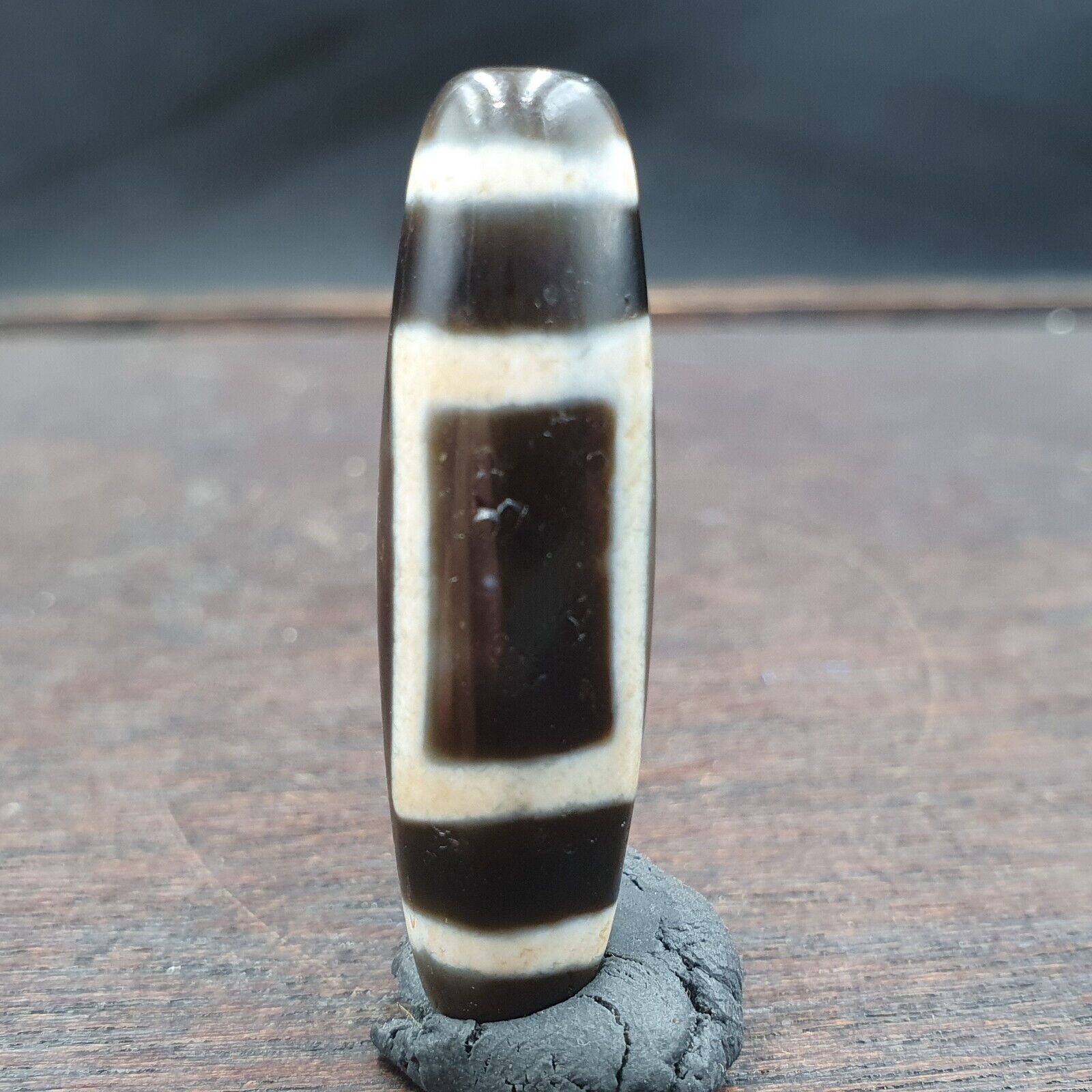 Round totem Tibetan Old Agate Dzi Bead" Heaven & Earth " Amulet Pendant