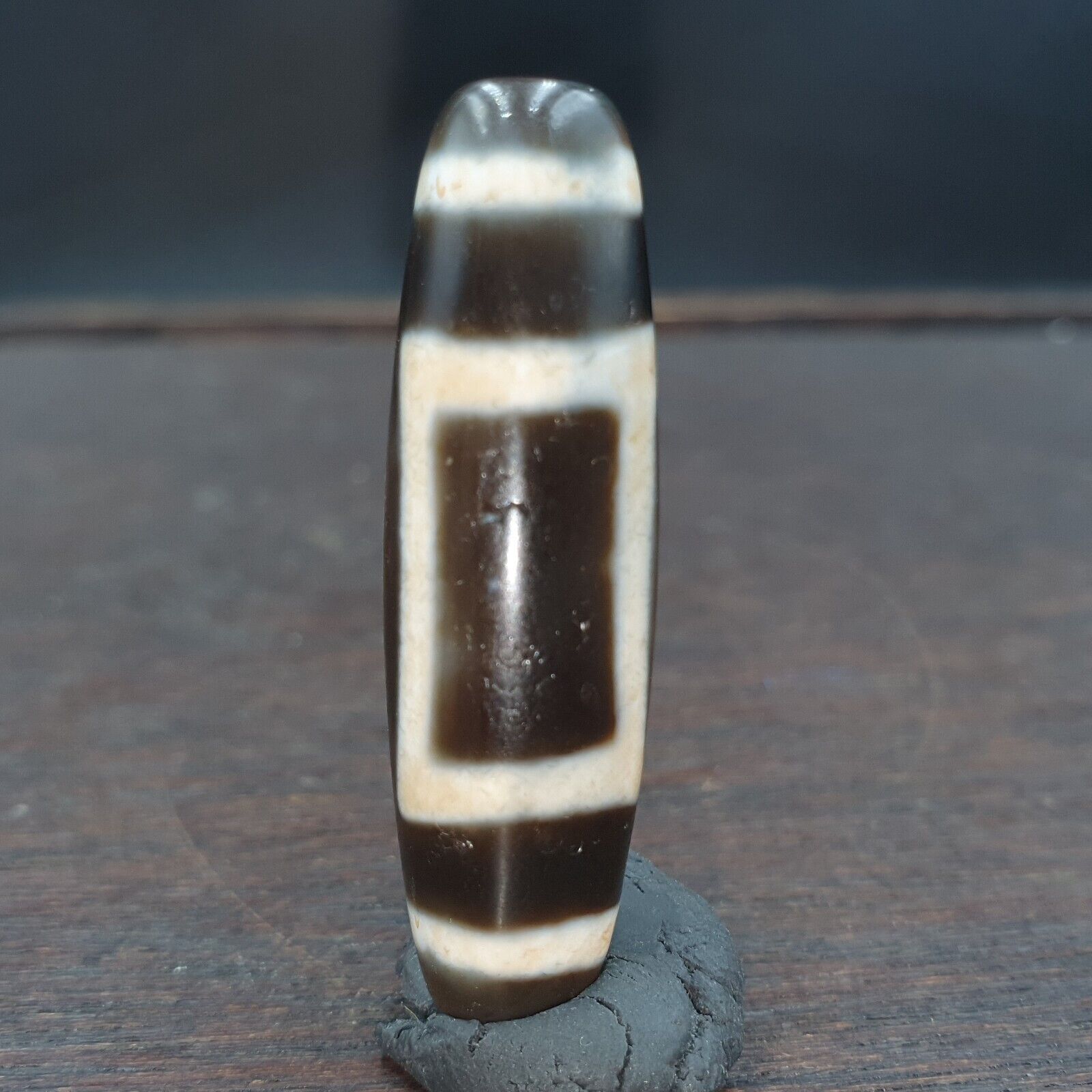 Round totem Tibetan Old Agate Dzi Bead" Heaven & Earth " Amulet Pendant