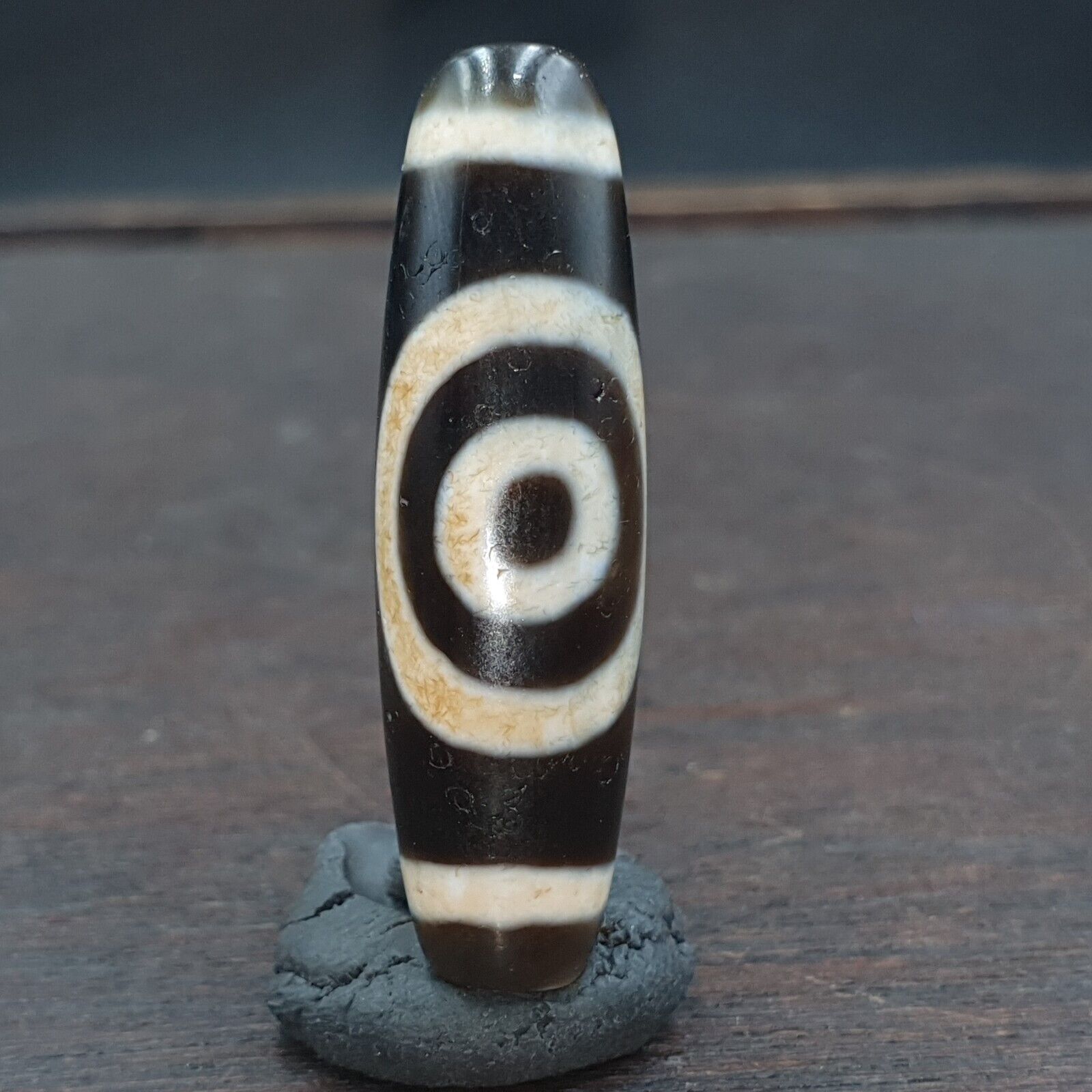 Round totem Tibetan Old Agate Dzi Bead" Heaven & Earth " Amulet Pendant