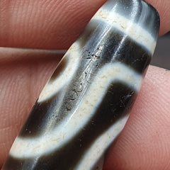Tibetan Top old Gray Agate 2 EYE Symbolize dZi Bead Totem Pendant
