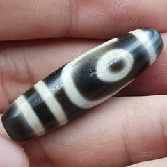 Tibetan Top old Gray Agate 2 EYE Symbolize dZi Bead Totem Pendant