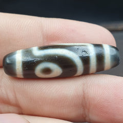 Tibetan Top old Gray Agate 2 EYE Symbolize dZi Bead Totem Pendant