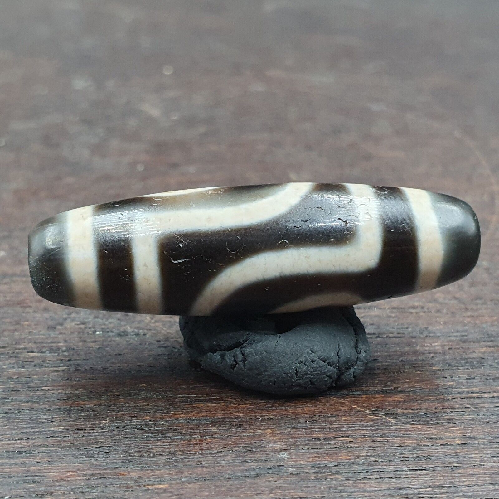 Tibetan Top old Gray Agate 2 EYE Symbolize dZi Bead Totem Pendant