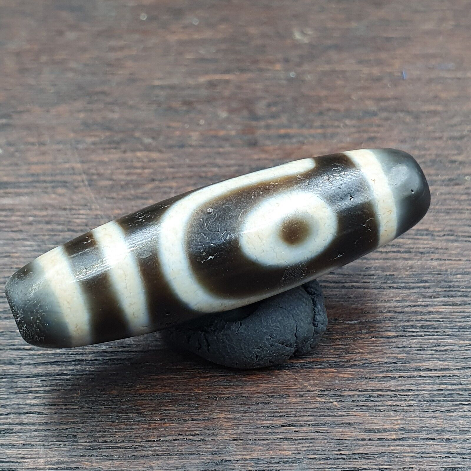Tibetan Top old Gray Agate 2 EYE Symbolize dZi Bead Totem Pendant