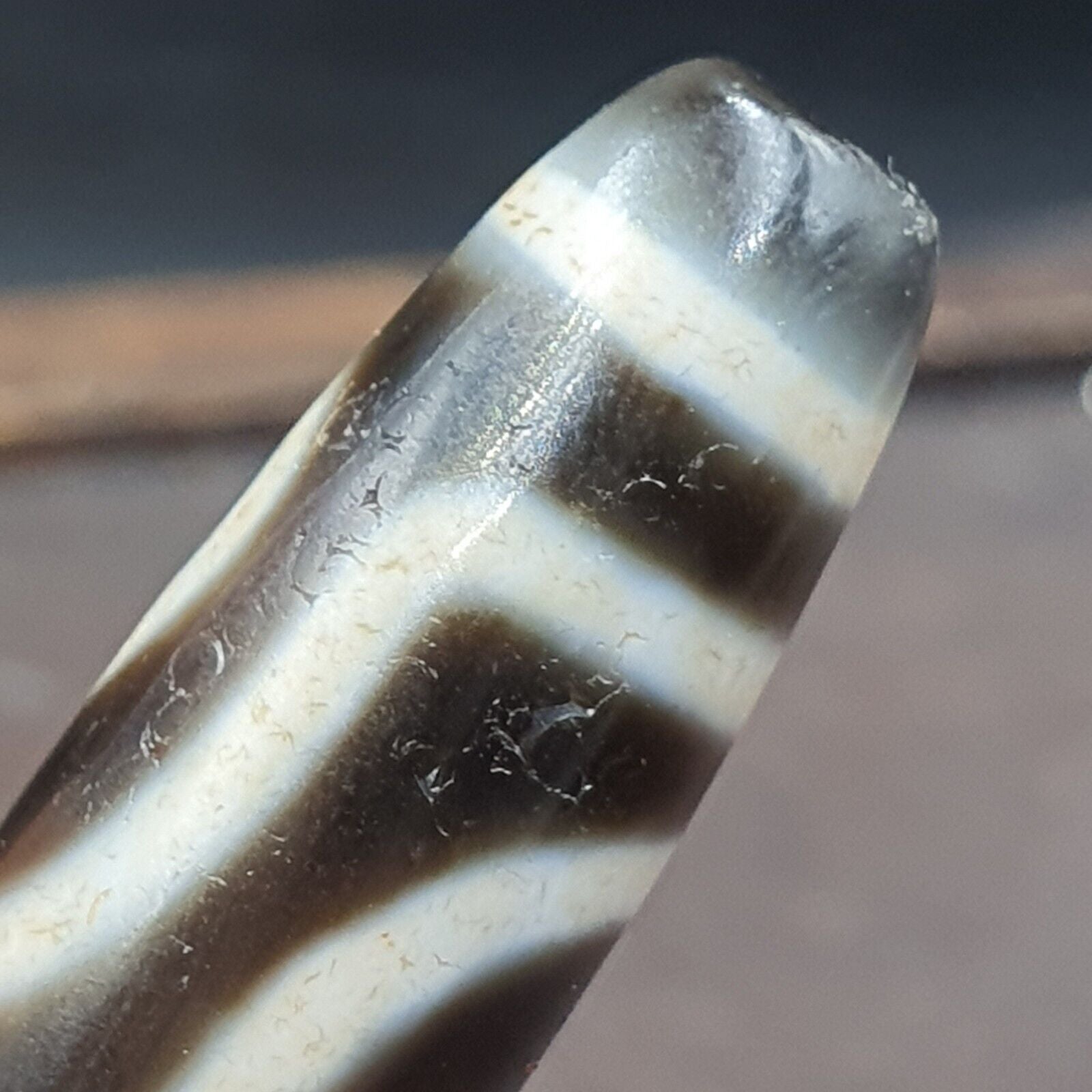 Tibetan Top old Gray Agate 2 EYE Symbolize dZi Bead Totem Pendant