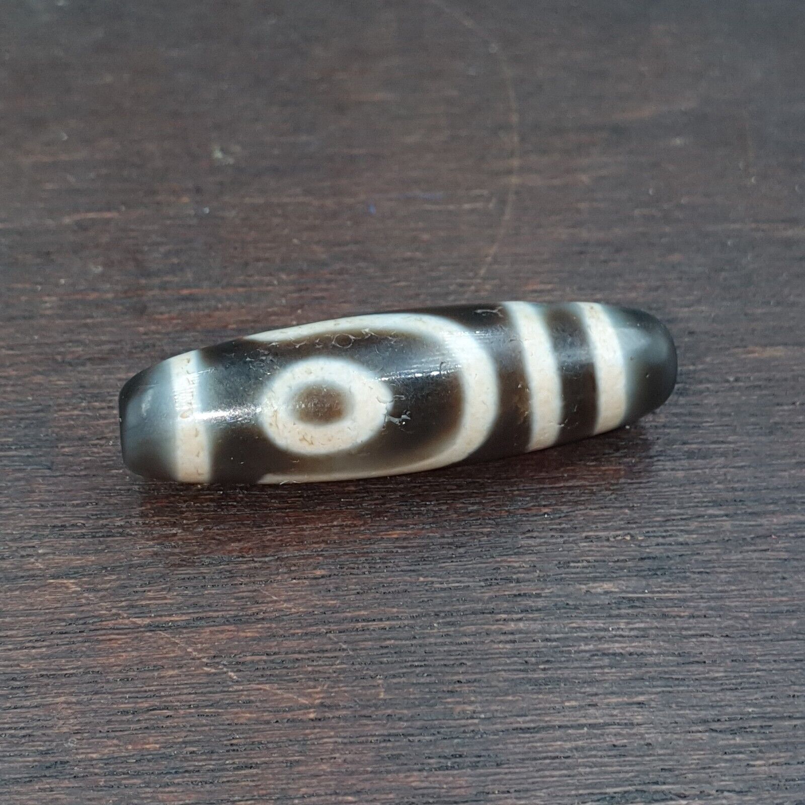 Tibetan Top old Gray Agate 2 EYE Symbolize dZi Bead Totem Pendant