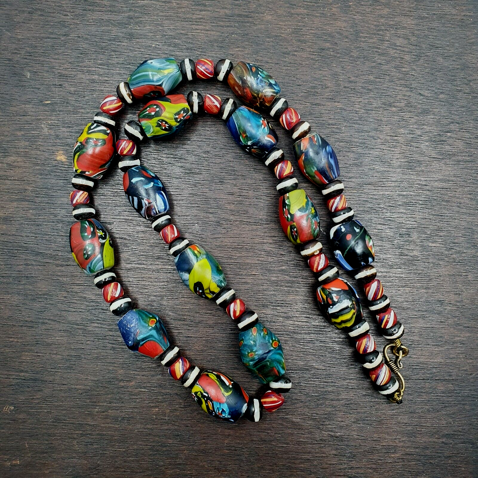 VINTAGE MILLEFIORI GLASS BEADS MURANO Style Beads NECKLACE