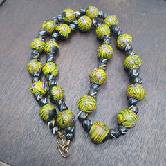 Vintage Roman Style Green Gabri Eyes Glass Beads Necklace