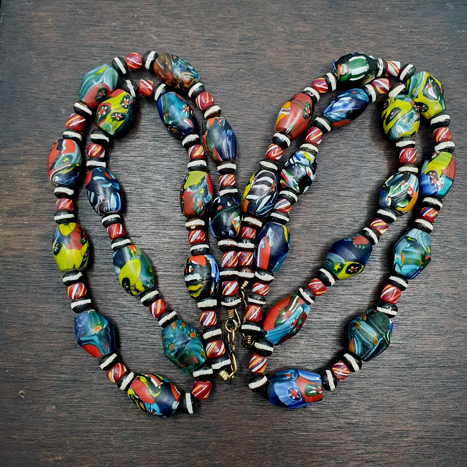 VINTAGE MILLEFIORI GLASS BEADS MURANO Style Beads NECKLACE