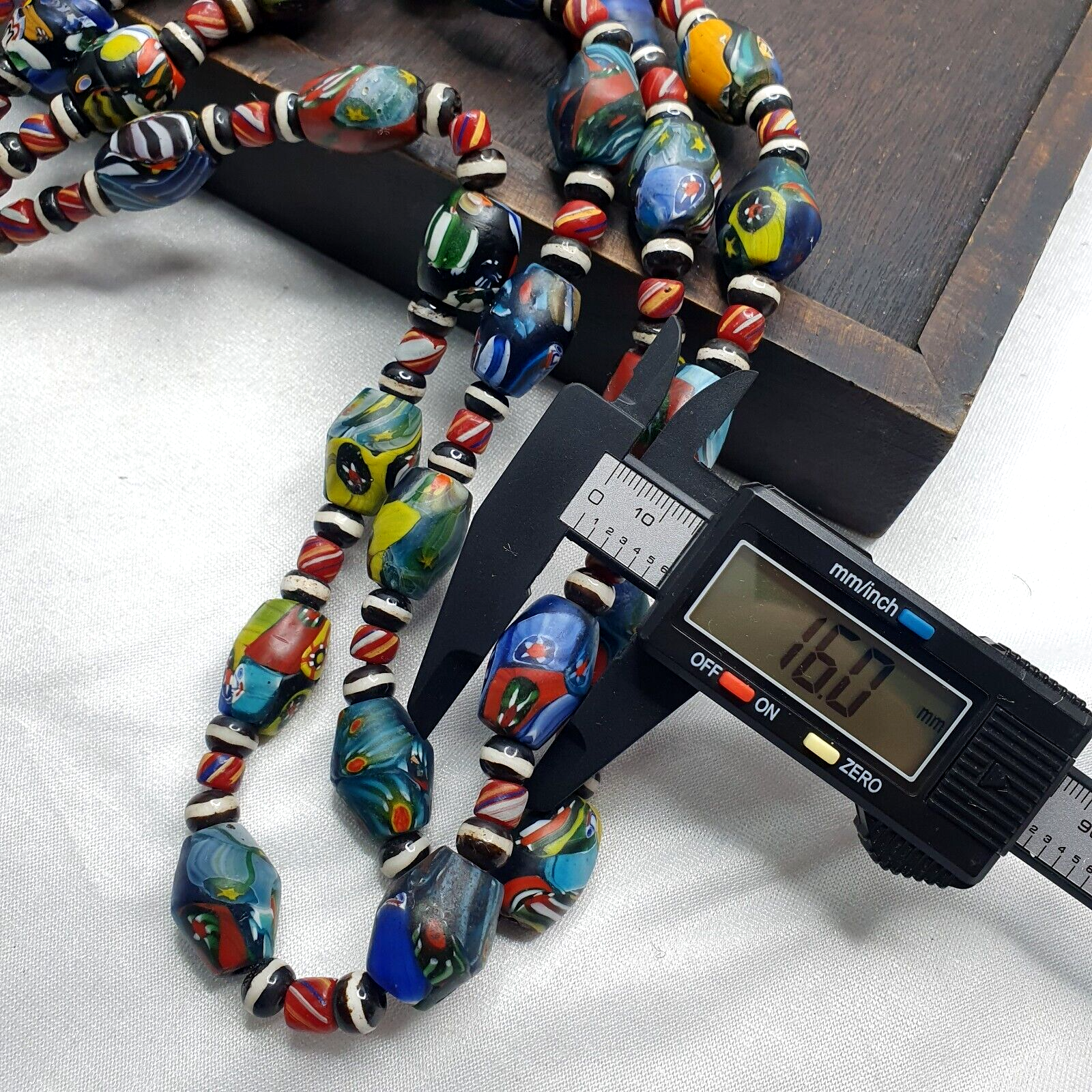 VINTAGE MILLEFIORI GLASS BEADS MURANO Style Beads NECKLACE
