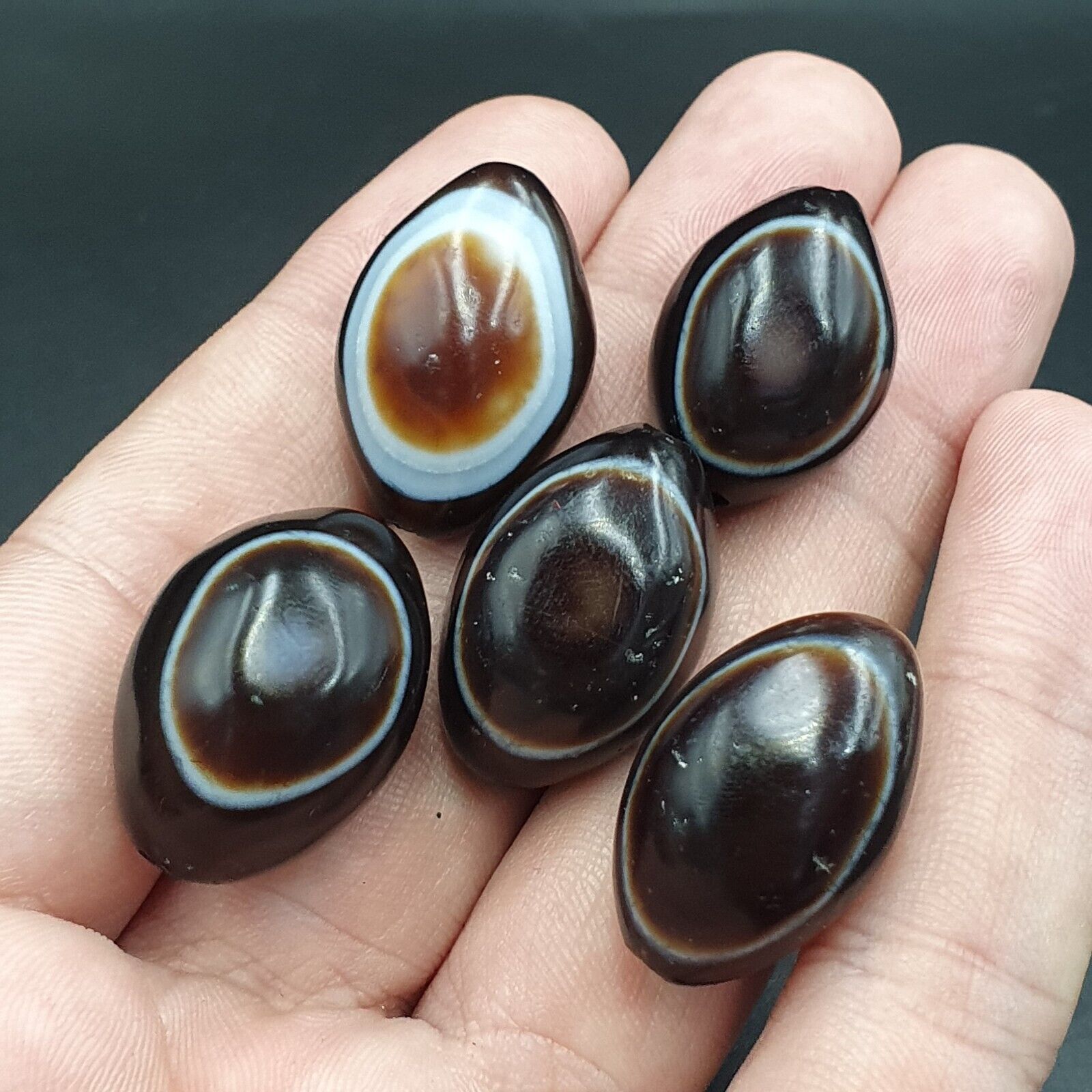 5 Beads lot INDO Himalaya Goat Eye Agate stone Bead Suleimani Agate Amulets
