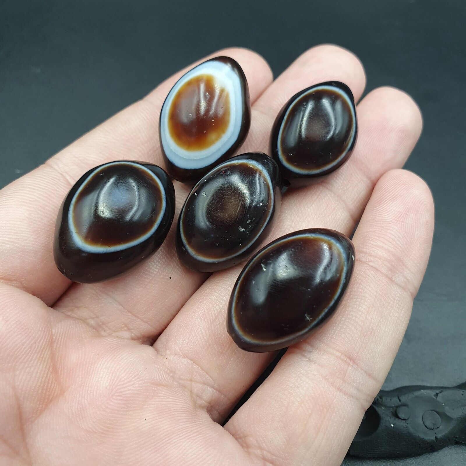 5 Beads lot INDO Himalaya Goat Eye Agate stone Bead Suleimani Agate Amulets