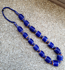 400 Grams Venetian style Blue Chevron Glass Beads Big Size Long Strand