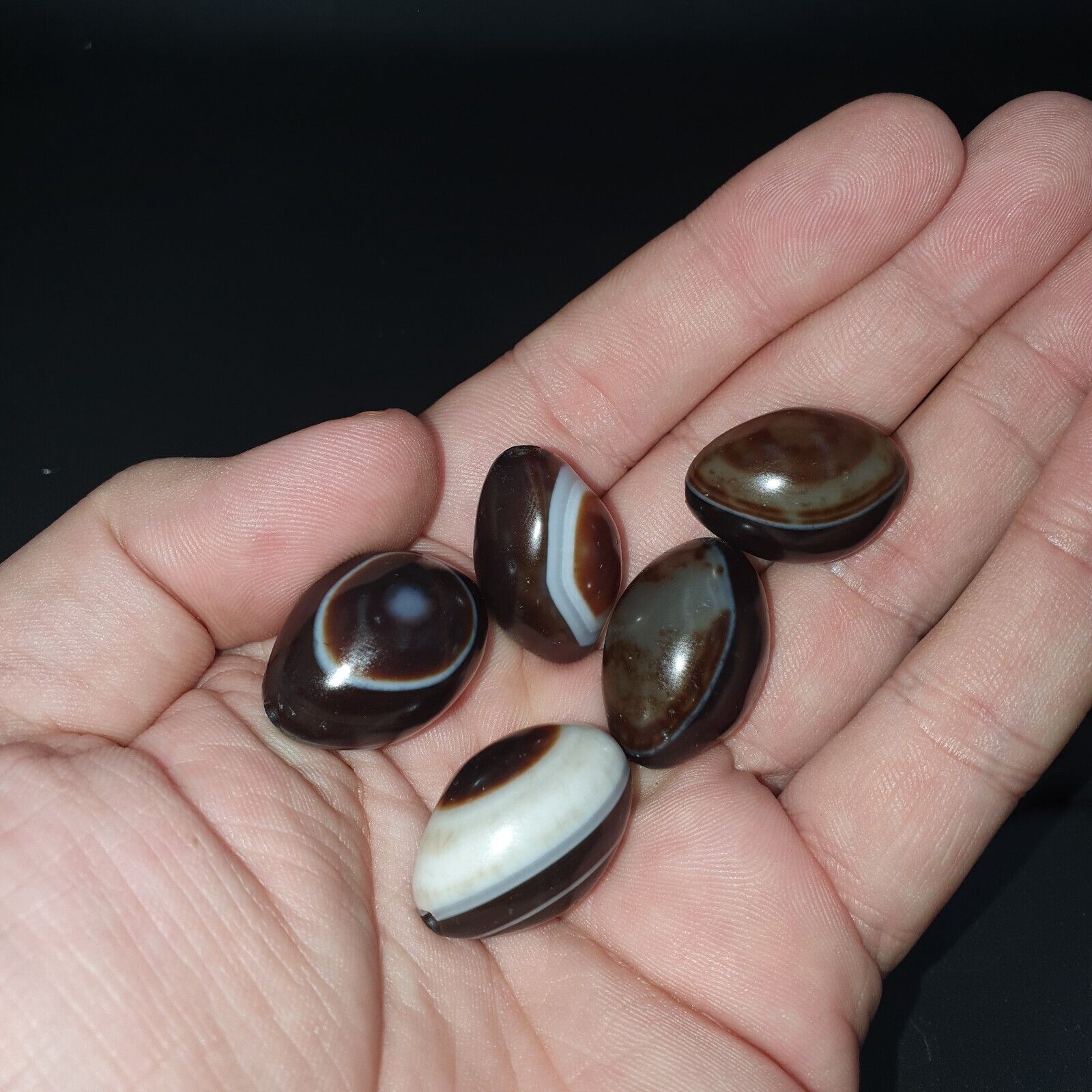 5 Beads lot INDO Himalaya Goat Eye Agate stone Bead Suleimani Agate Amulets