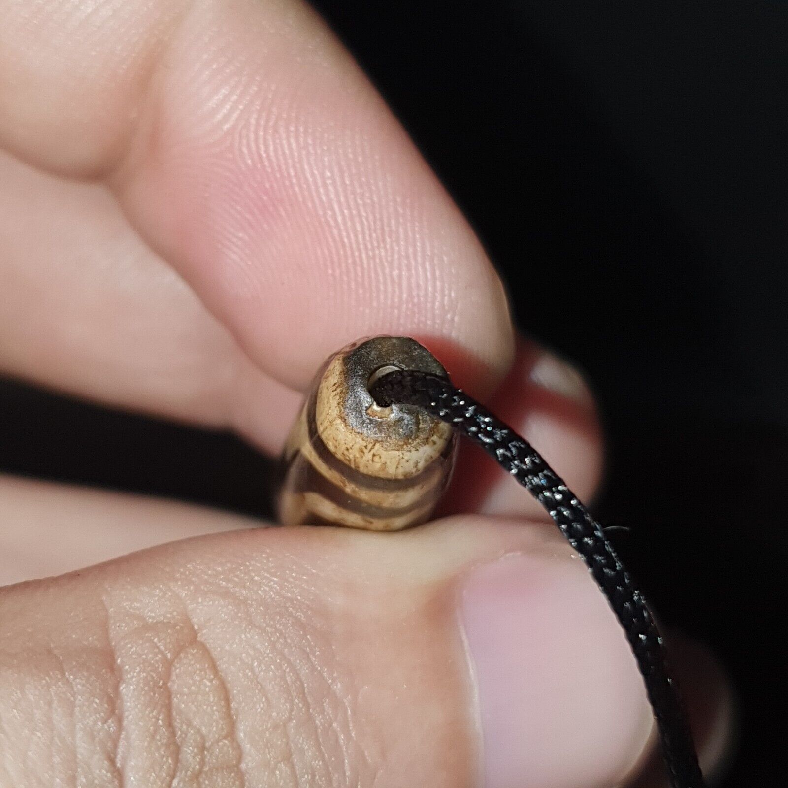 Mystic Rare old pumtek Pyu, shaman ''DZI 3 Eyes'' bead Silky patina Amulet