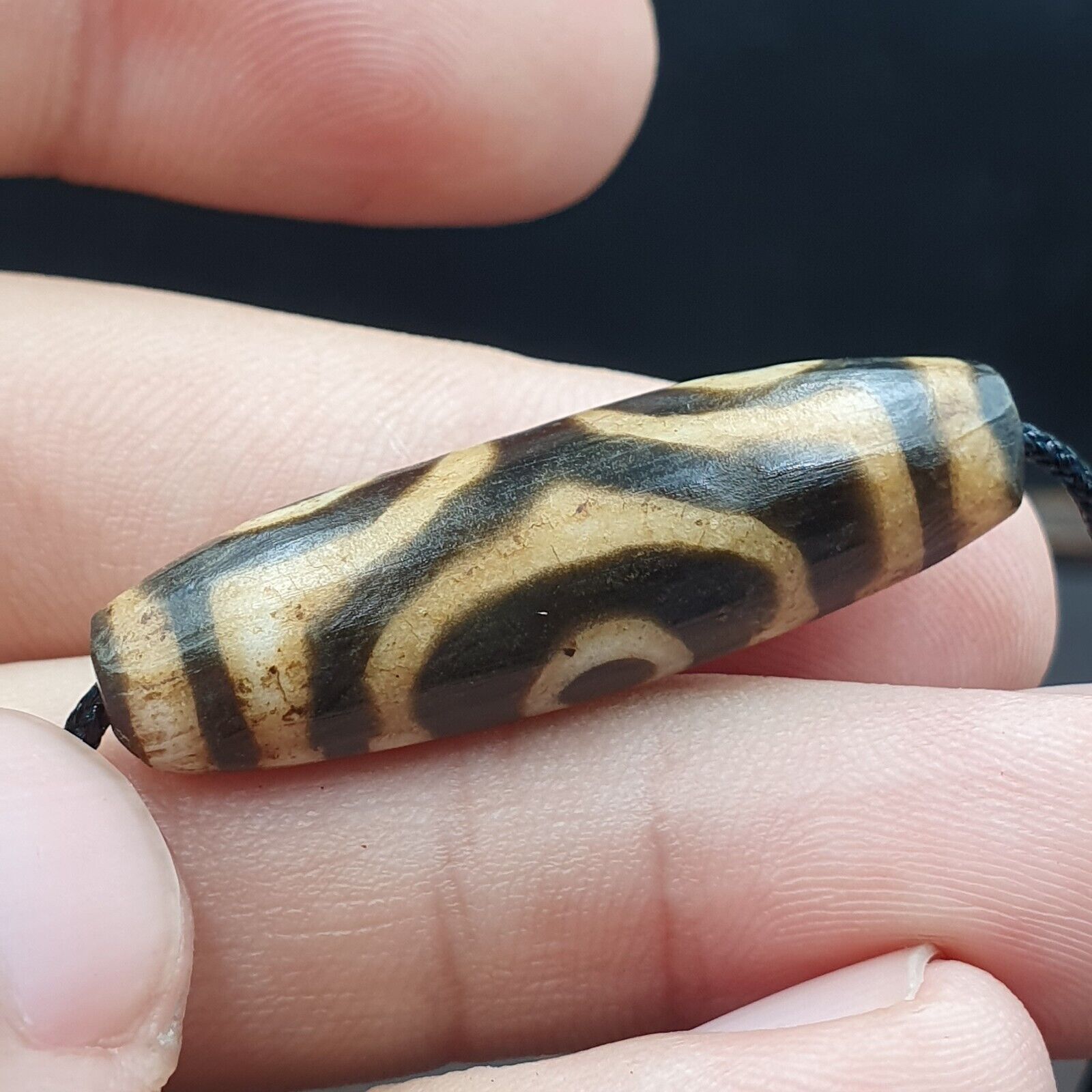 Mystic Rare old pumtek Pyu, shaman ''DZI 3 Eyes'' bead Silky patina Amulet