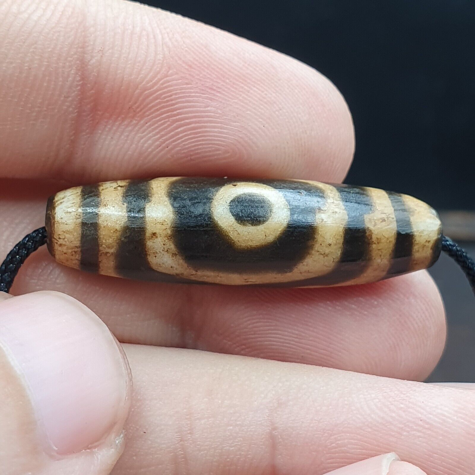Mystic Rare old pumtek Pyu, shaman ''DZI 3 Eyes'' bead Silky patina Amulet