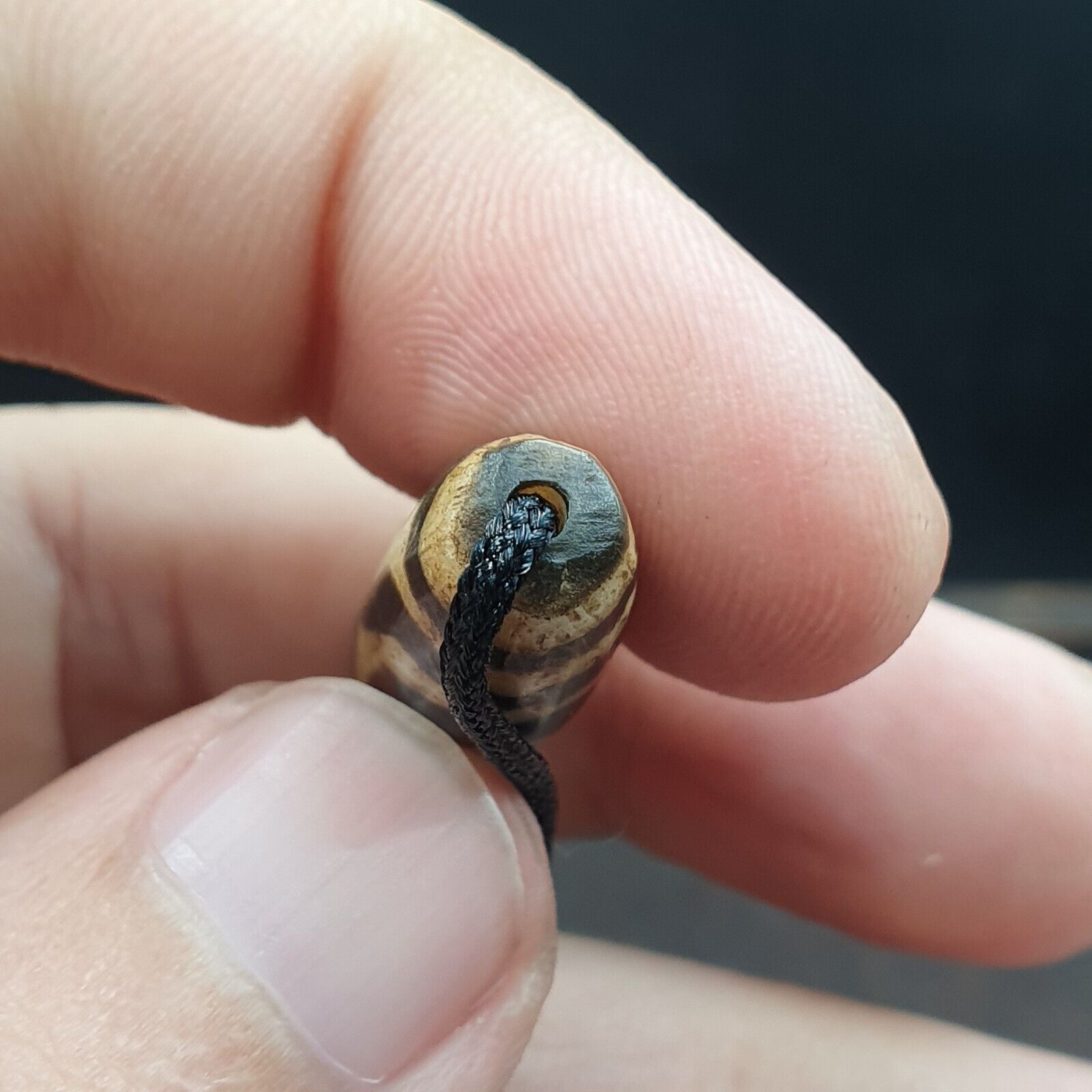 Mystic Rare old pumtek Pyu, shaman ''DZI 3 Eyes'' bead Silky patina Amulet