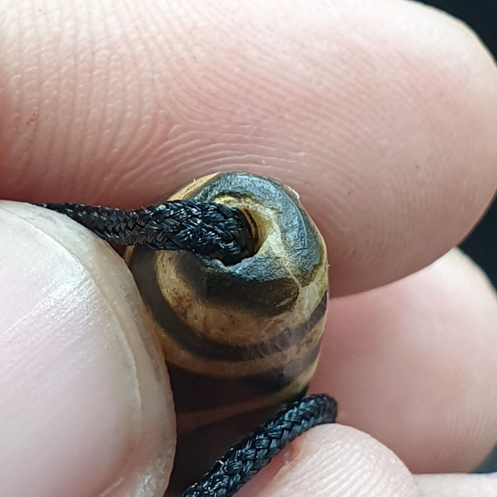 Mystic Rare old pumtek Pyu, shaman ''DZI 3 Eyes'' bead Silky patina Amulet