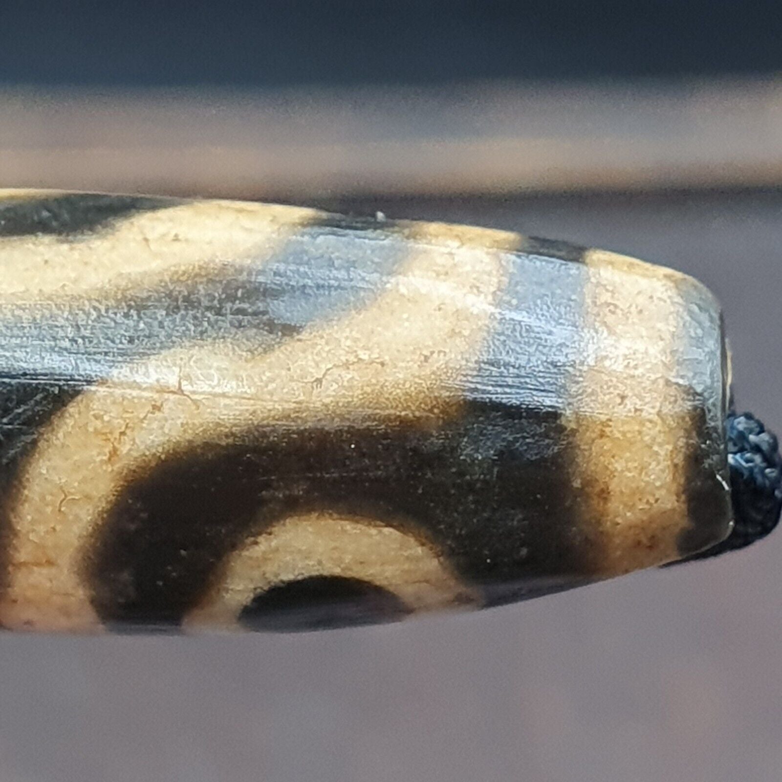 Mystic Rare old pumtek Pyu, shaman ''DZI 3 Eyes'' bead Silky patina Amulet