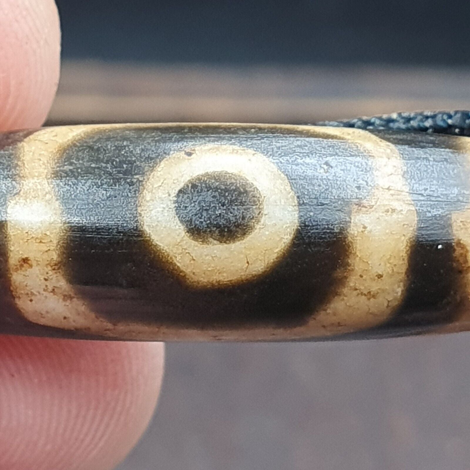 Mystic Rare old pumtek Pyu, shaman ''DZI 3 Eyes'' bead Silky patina Amulet