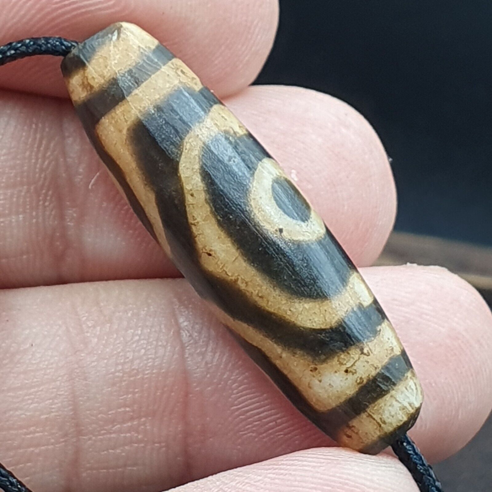 Mystic Rare old pumtek Pyu, shaman ''DZI 3 Eyes'' bead Silky patina Amulet