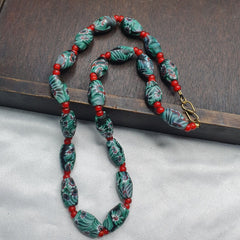 Vintage Eyes Pattern Venetian Whiteheart 6mm Glass Beads Strand Necklace