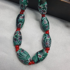 Vintage Eyes Pattern Venetian Whiteheart 6mm Glass Beads Strand Necklace