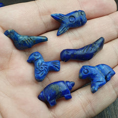 Lot Of 12 Pcs Carving Lapis Lazuli, Jade, jasper Antique Small Animals Beads