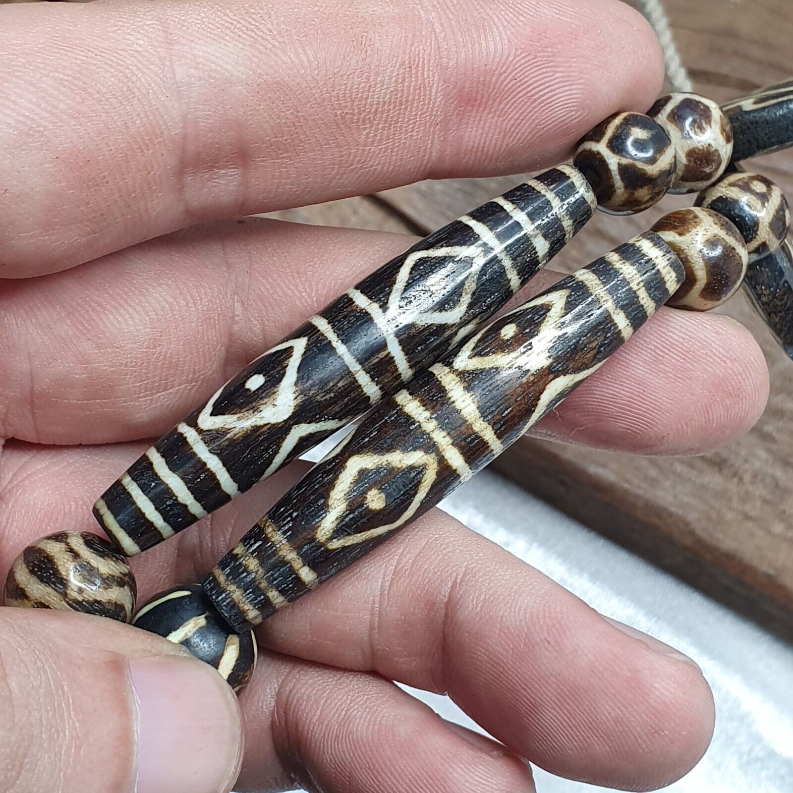 South Asian Antique Pumtek Pyu beads necklace rare patterns Pendants