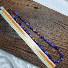 Venetian Style Mix beads whiteheart, Chevron,feather,Skunk Beads necklace