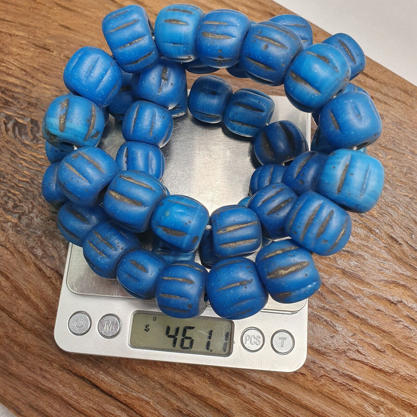 Turquoise Blue Padre Glass African Trade Beads 18-24mm Hug Size 43 Beads