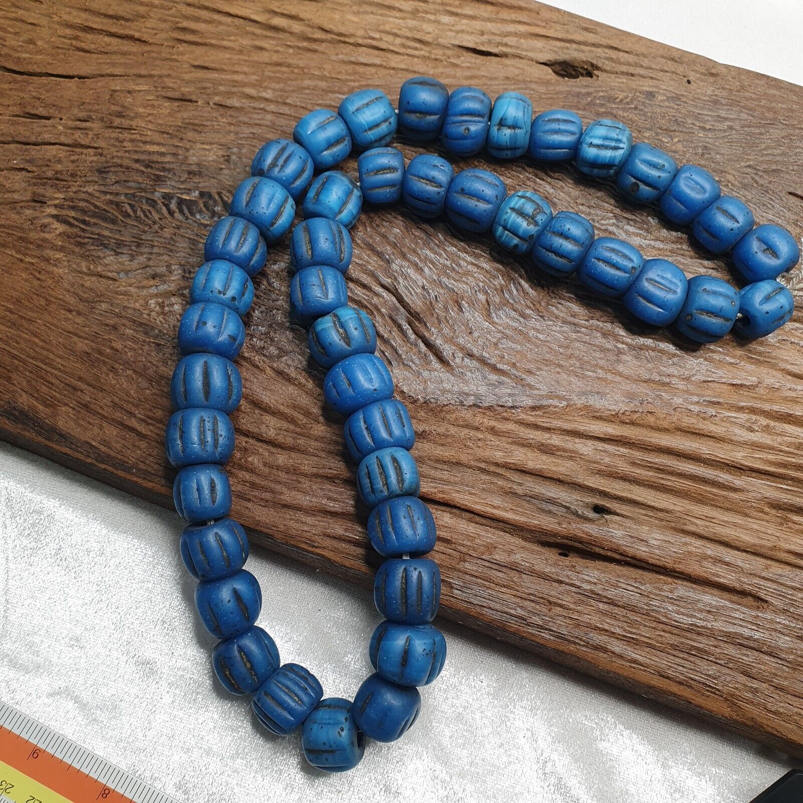 Turquoise Blue Padre Glass African Trade Beads 18-24mm Hug Size 43 Beads