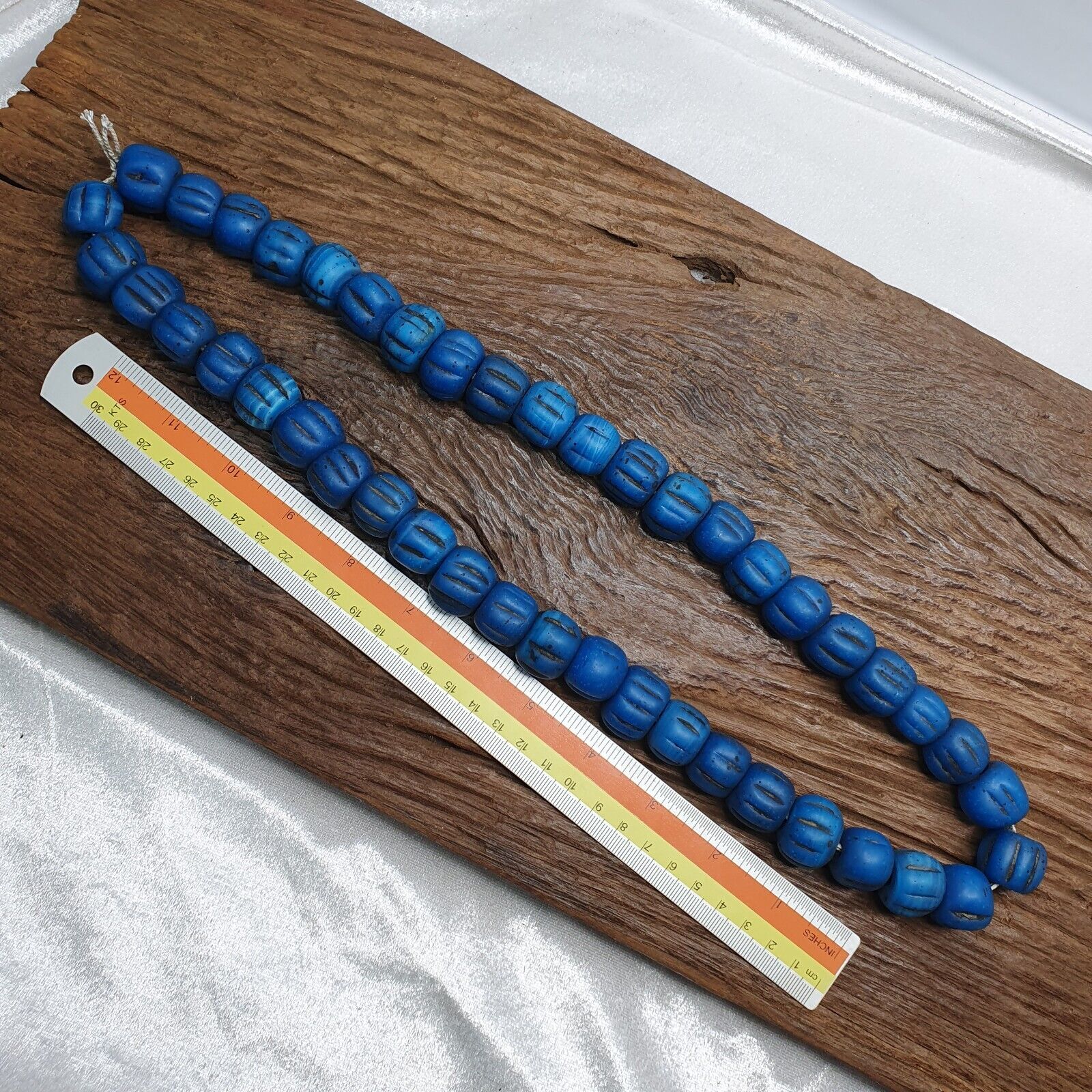 Turquoise Blue Padre Glass African Trade Beads 18-24mm Hug Size 43 Beads