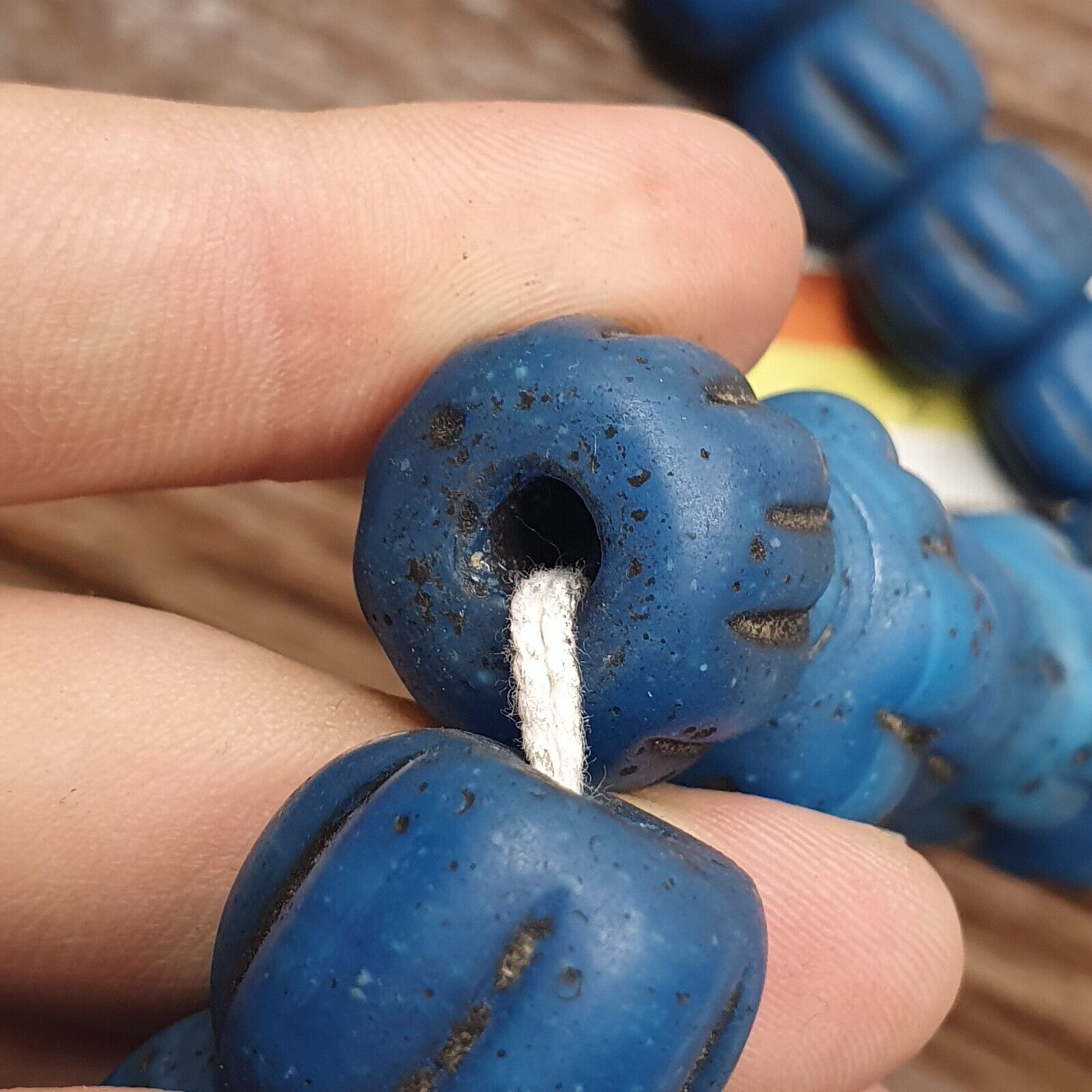 Turquoise Blue Padre Glass African Trade Beads 18-24mm Hug Size 43 Beads