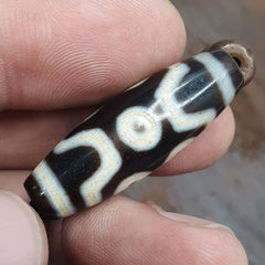 7 eyes Tibetan old Agate amulet with carving Yak Bone Beads Necklace