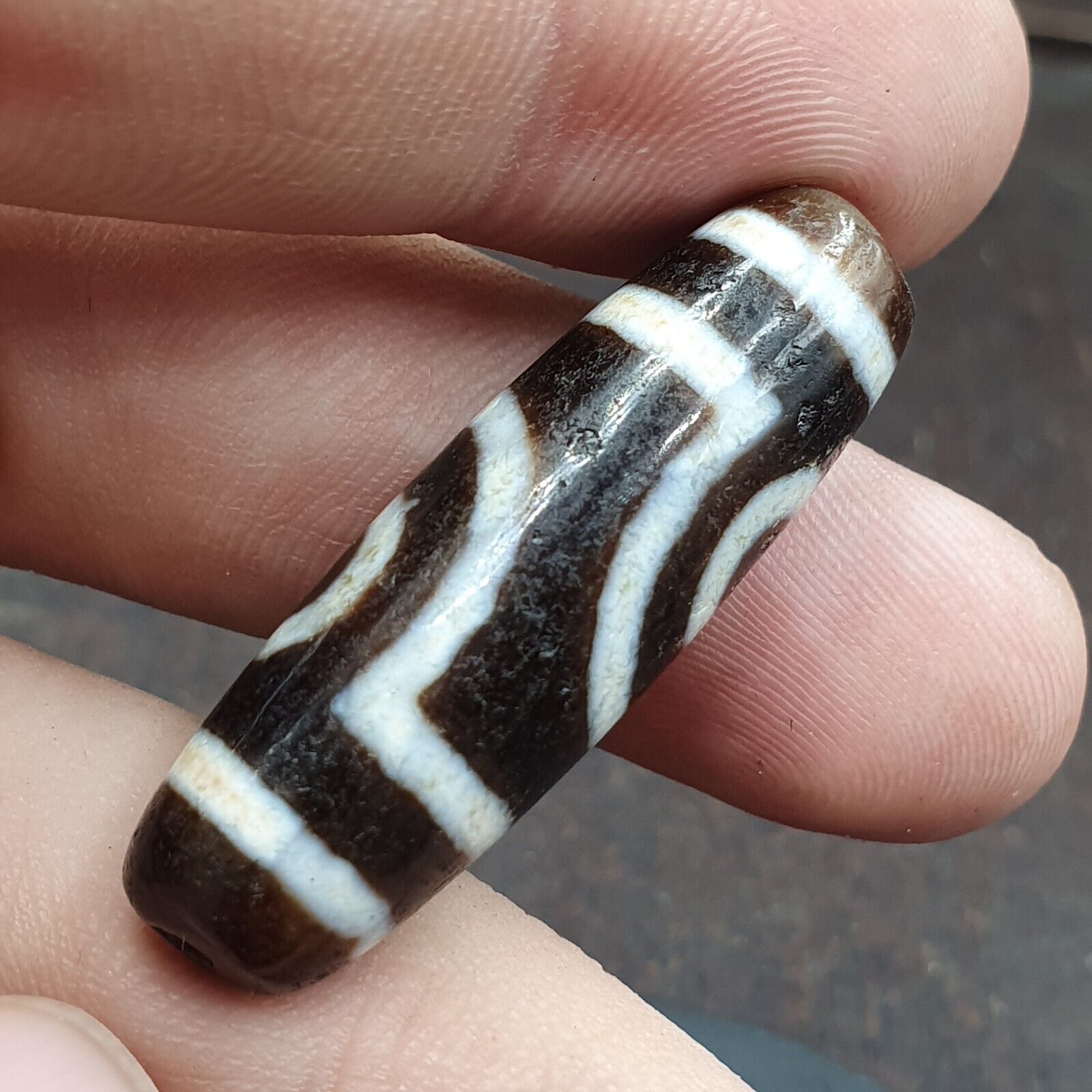 Tibetan bead old agate 2 eyed ancient Style dzi pure amulet tibet eyes Bead