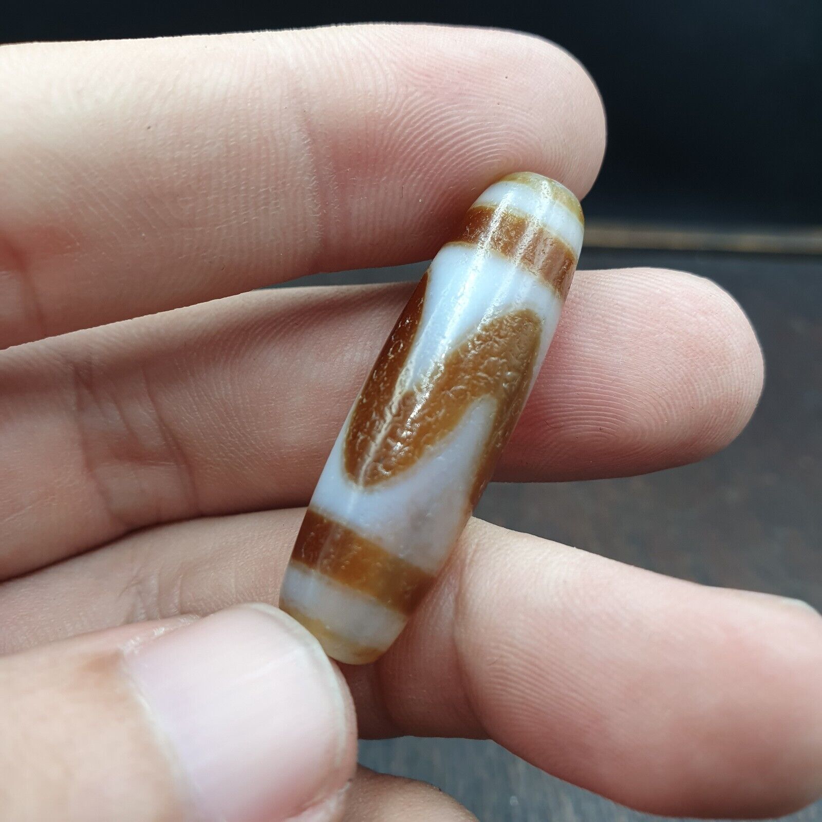 Soft Skin Tibetan bead old agate Tiger teeth dzi pure amulet tibet eyes