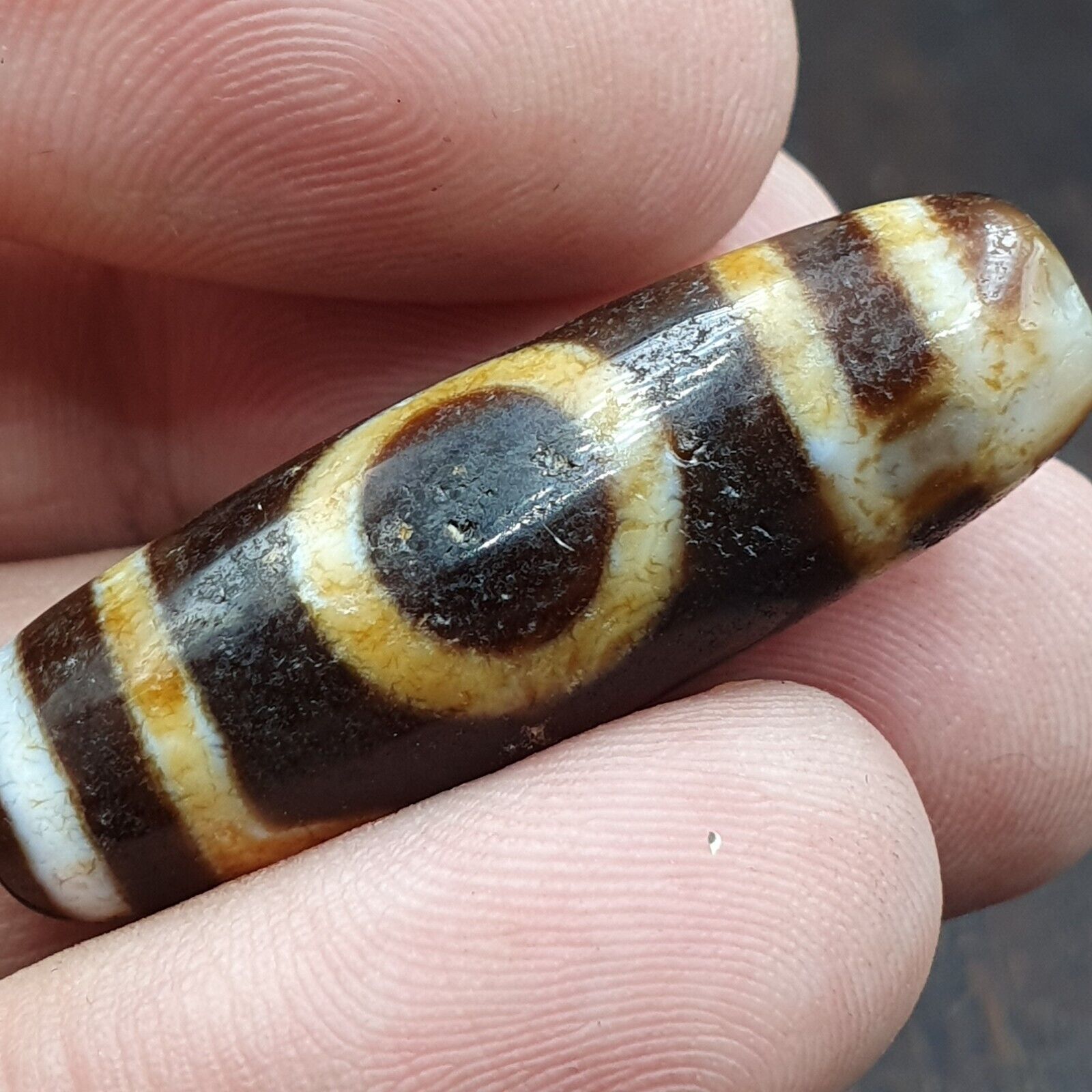 Rusted Tibetan bead old agate 2 eyed ancient Style dzi pure amulet tibet eyes
