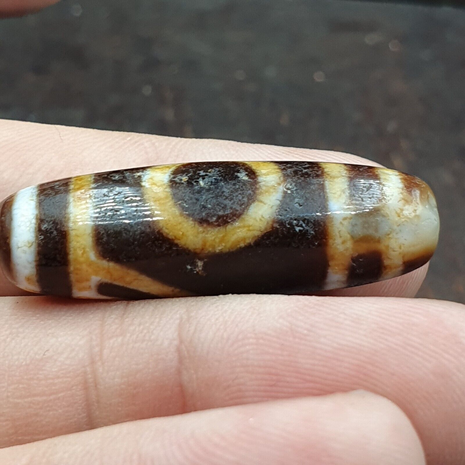 Rusted Tibetan bead old agate 2 eyed ancient Style dzi pure amulet tibet eyes