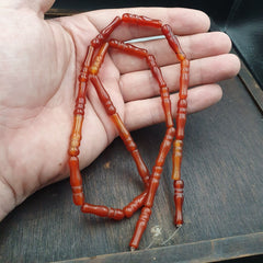 CARNELIAN African Mali Antique AGATE Beads Beaded Strand