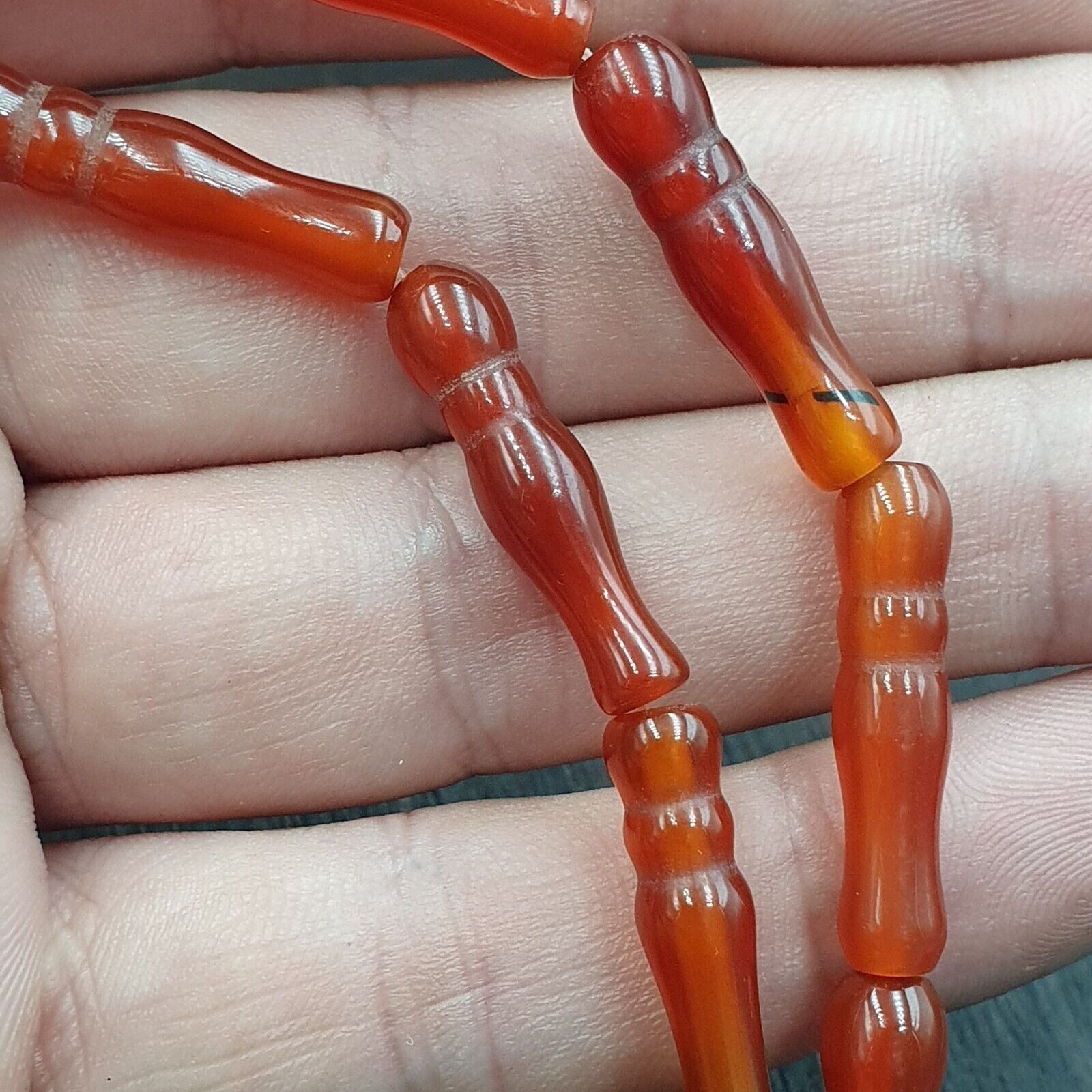 CARNELIAN African Mali Antique AGATE Beads Beaded Strand