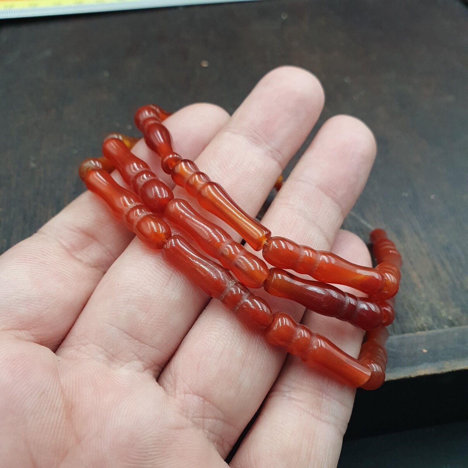 CARNELIAN African Mali Antique AGATE Beads Beaded Strand