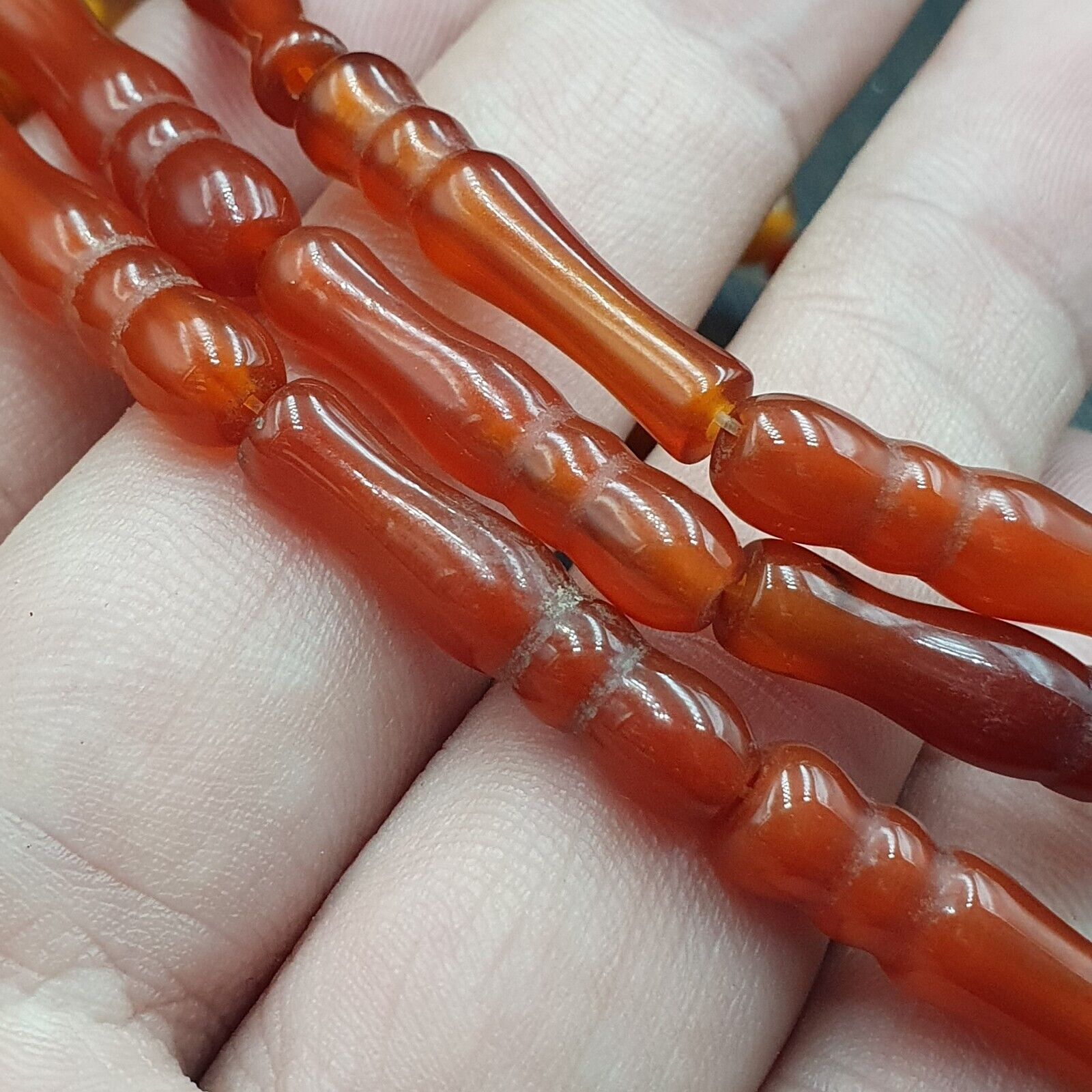 CARNELIAN African Mali Antique AGATE Beads Beaded Strand