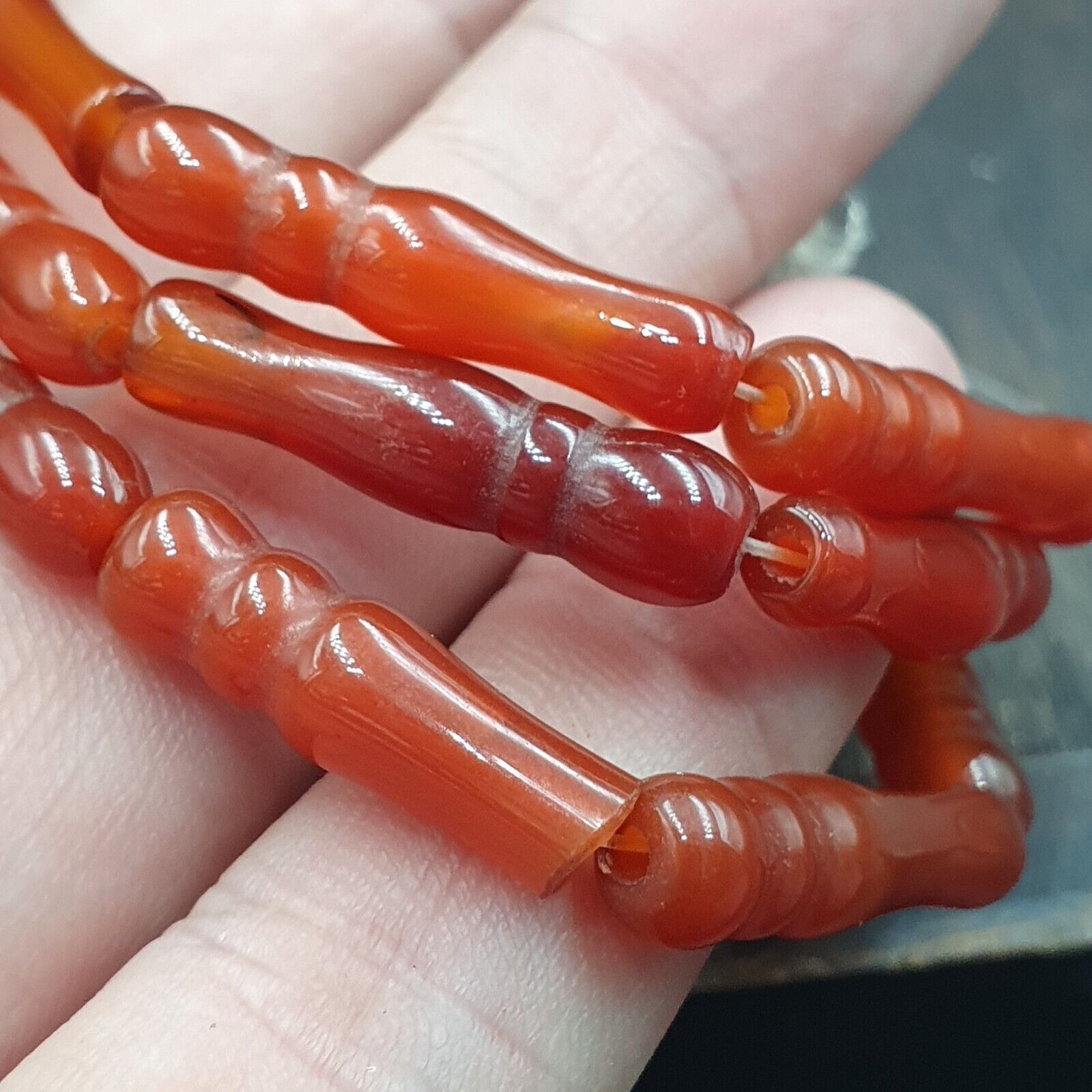 CARNELIAN African Mali Antique AGATE Beads Beaded Strand