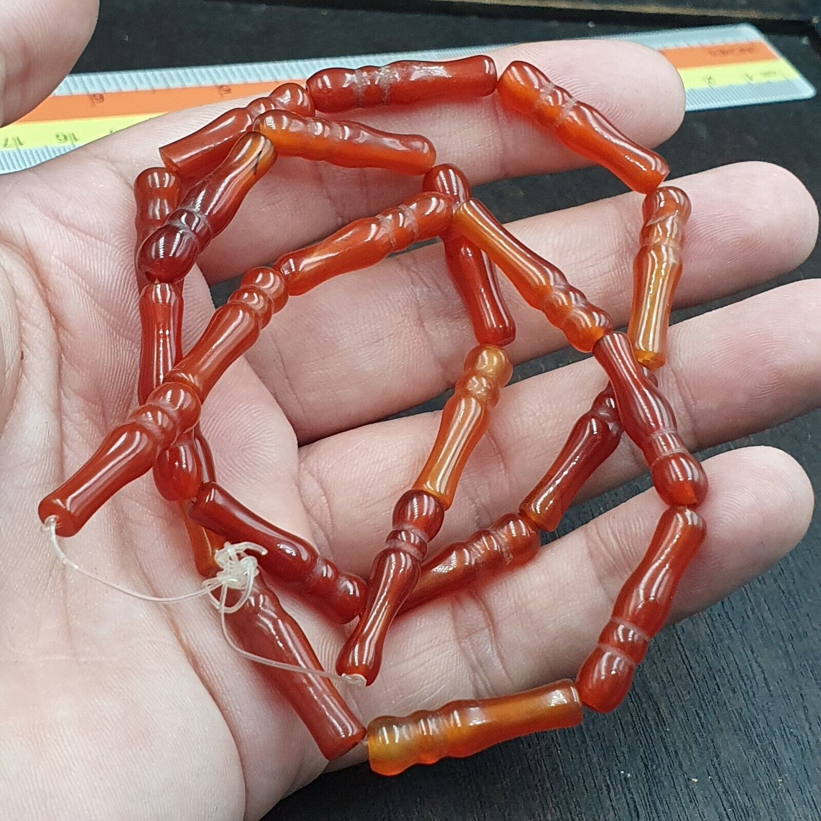 CARNELIAN African Mali Antique AGATE Beads Beaded Strand