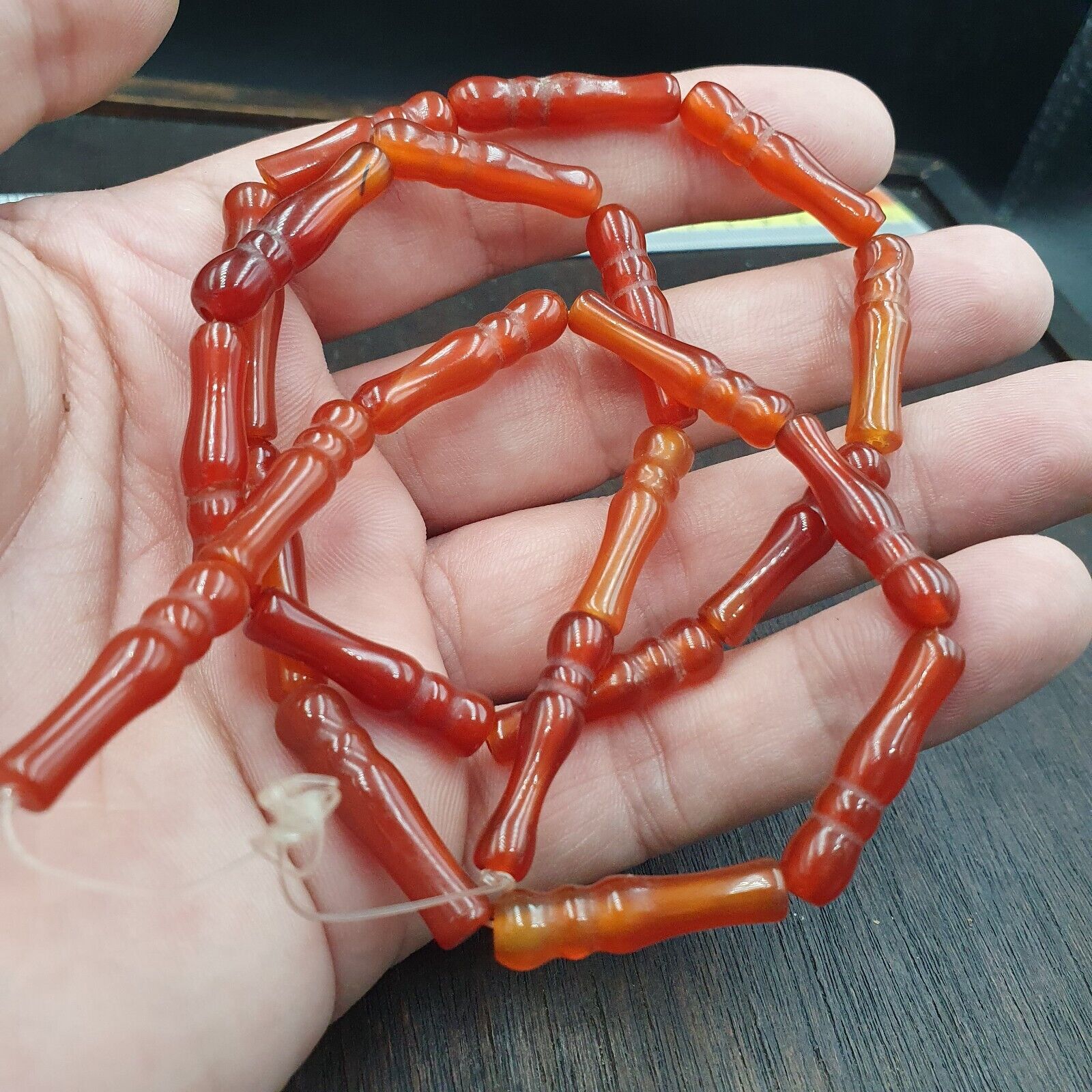 CARNELIAN African Mali Antique AGATE Beads Beaded Strand