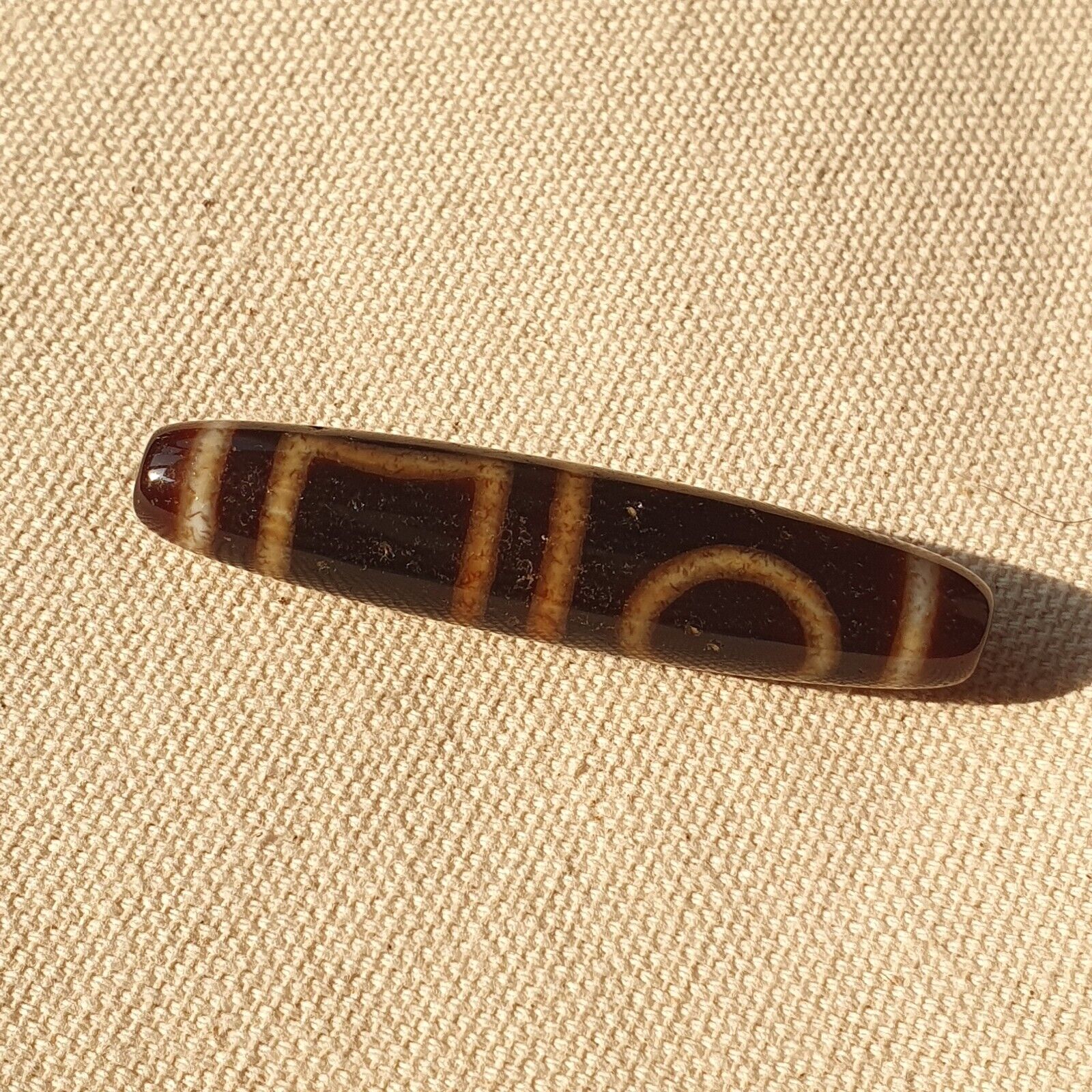 A Tibetan Heaven and Earth Dzi Bead/Amulet-With Cinnabar/Blood Spots Amulet