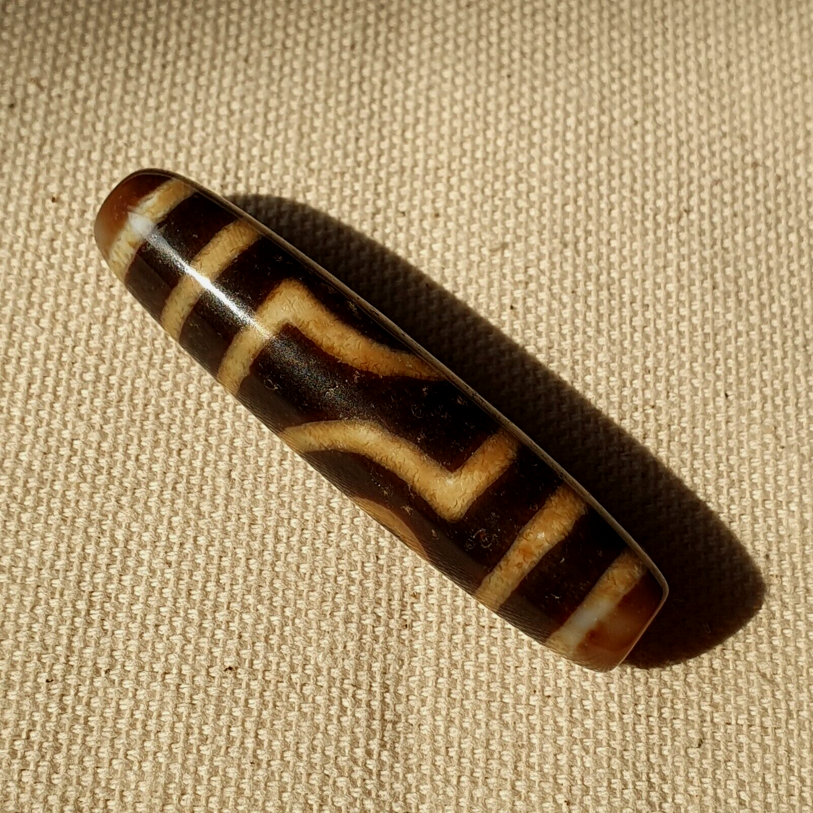 Original Tibetan Two Eyes Dzi Bead,  Pure Cinnamon eyes Agate