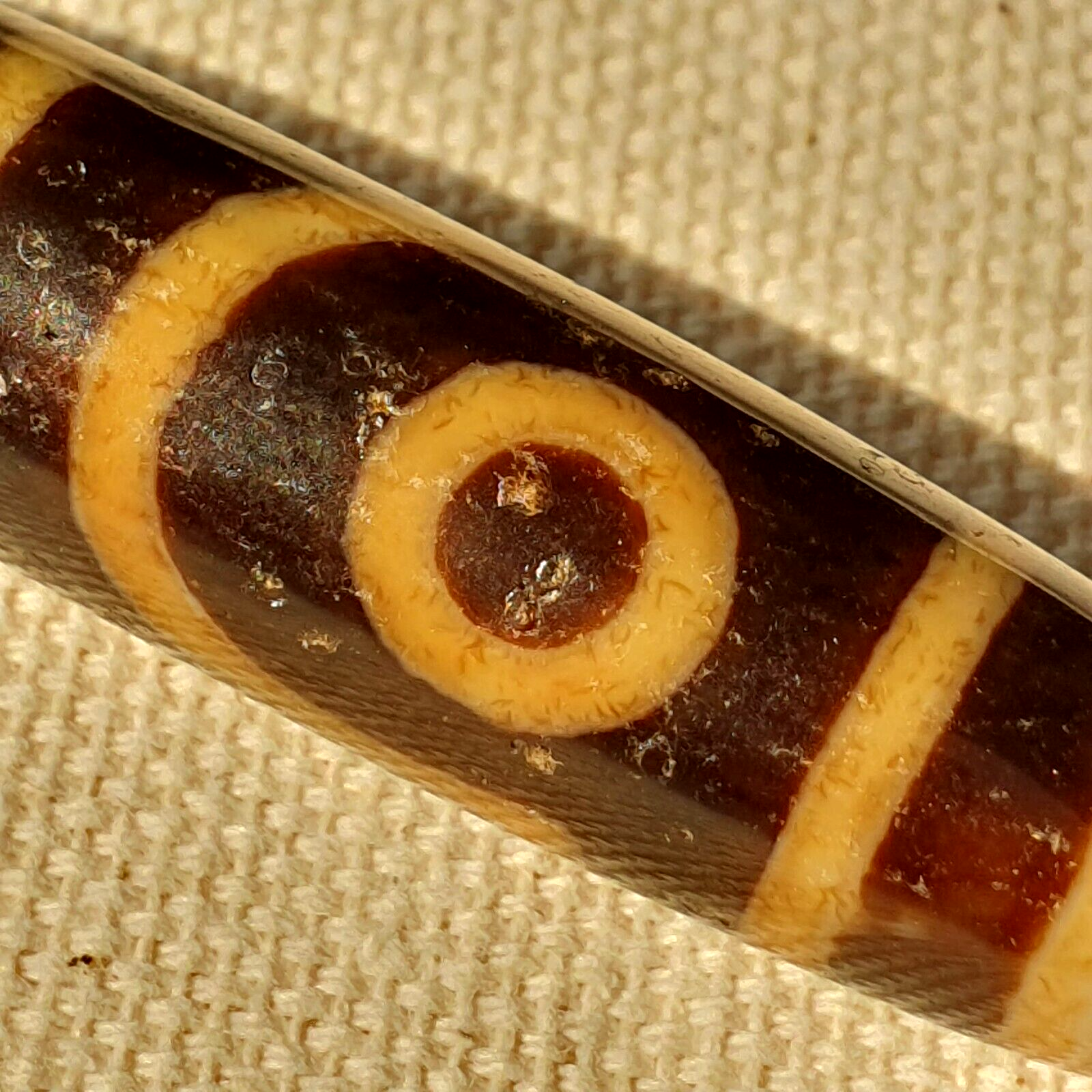 Original Tibetan Two Eyes Dzi Bead,  Pure Cinnamon eyes Agate